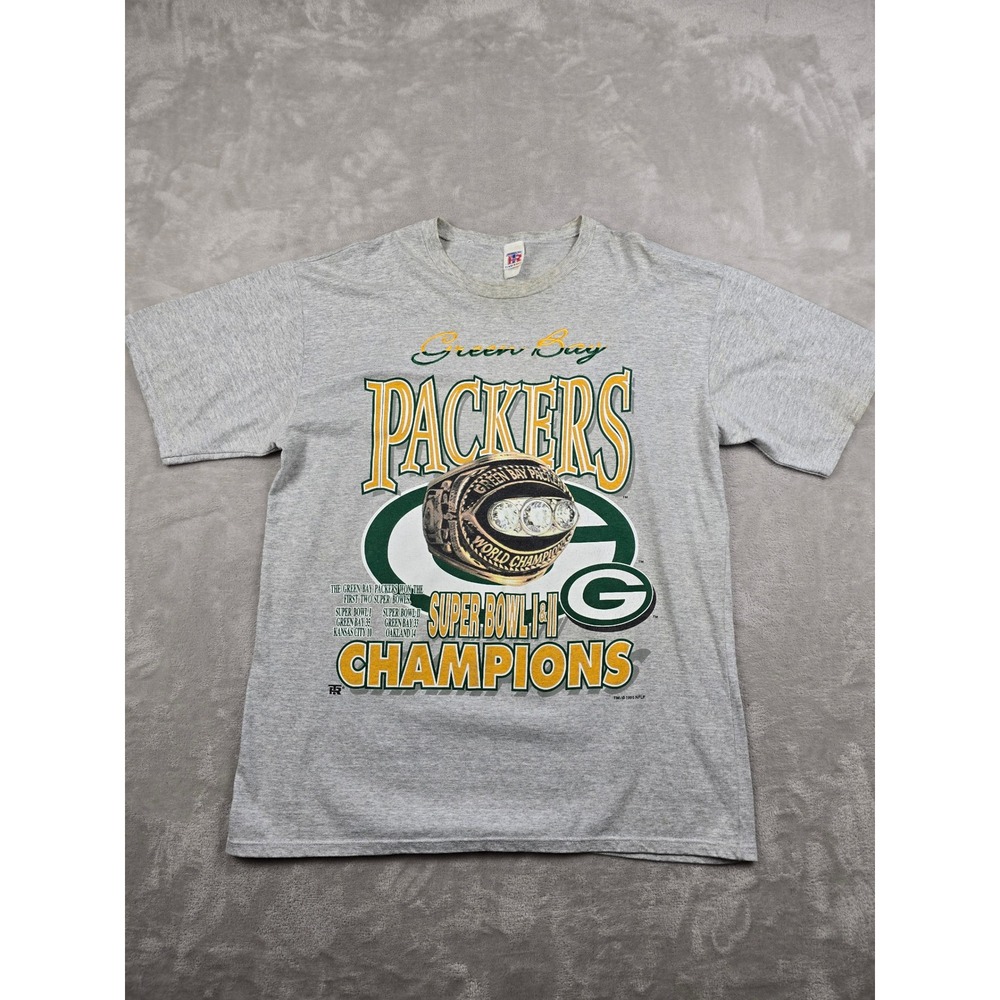 Vintage Green Bay Packers T-Shirt Men L Super Bowl Champions 1995 USA Made *Read